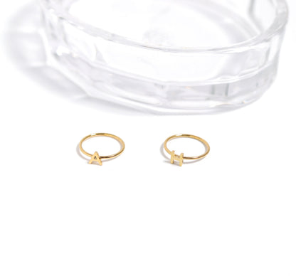 18K Gold PVD Stainless Steel Initial Stacking Rings N-Z