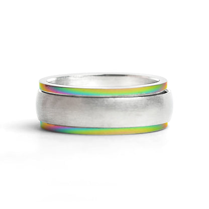 Stainless Steel Rainbow Edge Polished Spinner Center Ring