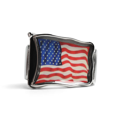 Stainless Steel USA Flag Ring