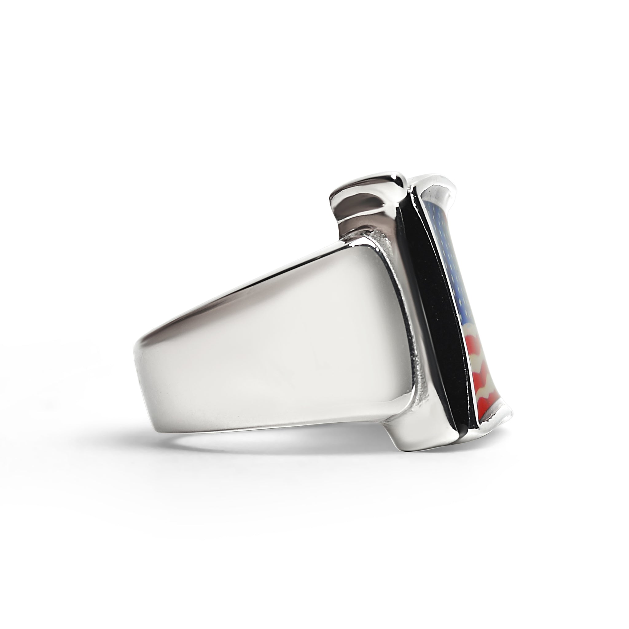 Stainless Steel USA Flag Ring