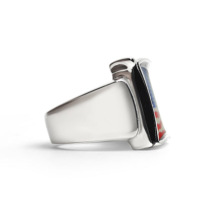 Stainless Steel USA Flag Ring