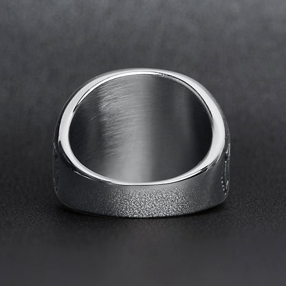 Stainless Steel United States Navy Military Men's Ring with Blue Stone