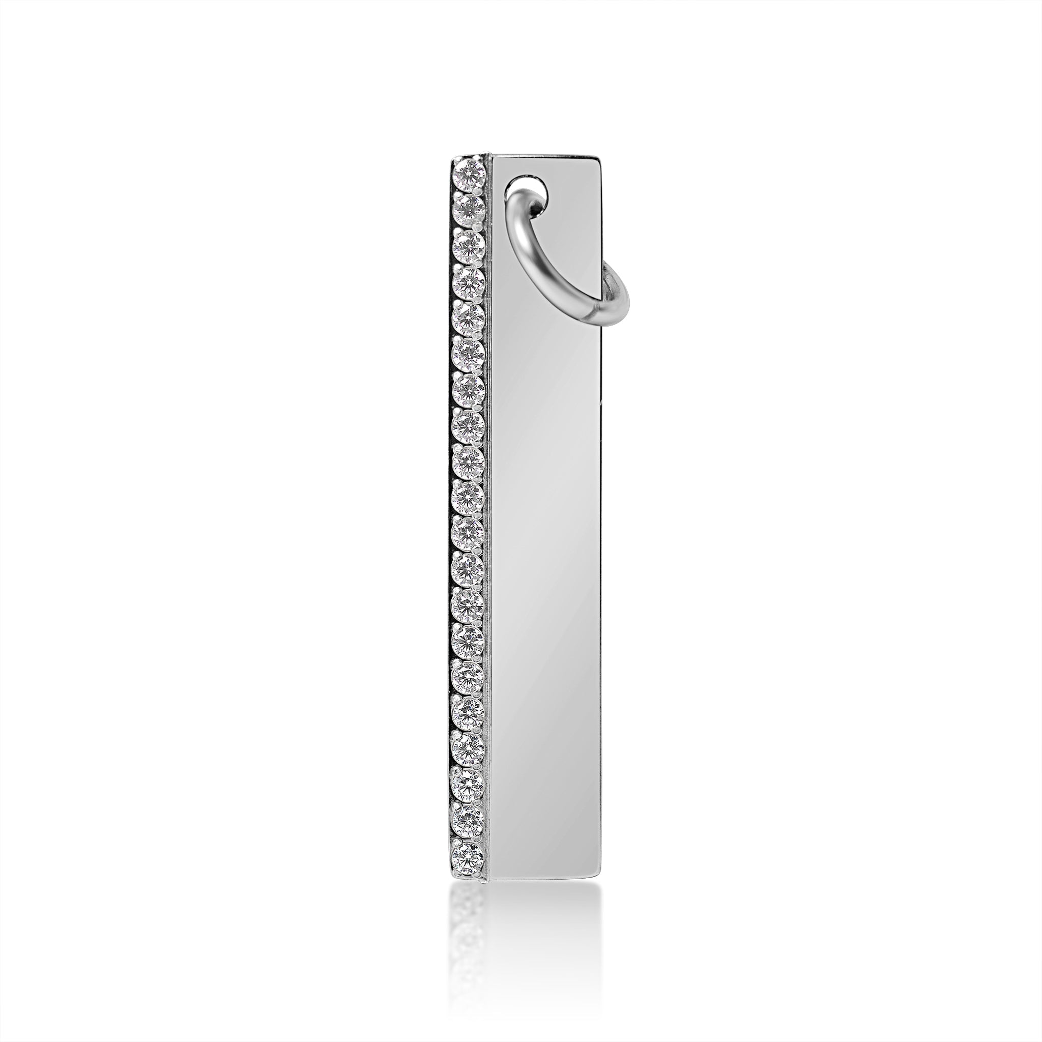 18K Gold PVD Stainless Steel Vertical CZ Blank Bar Pendant