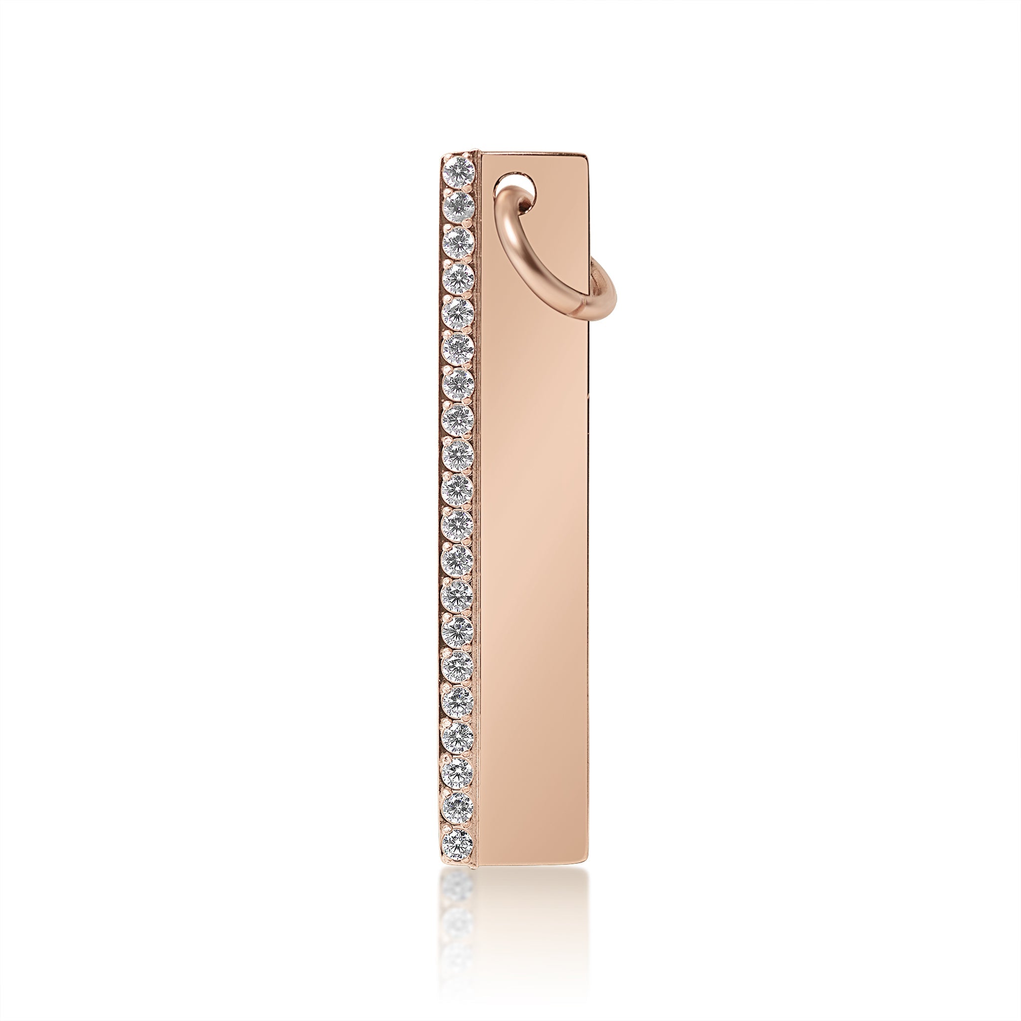 18K Gold PVD Stainless Steel Vertical CZ Blank Bar Pendant