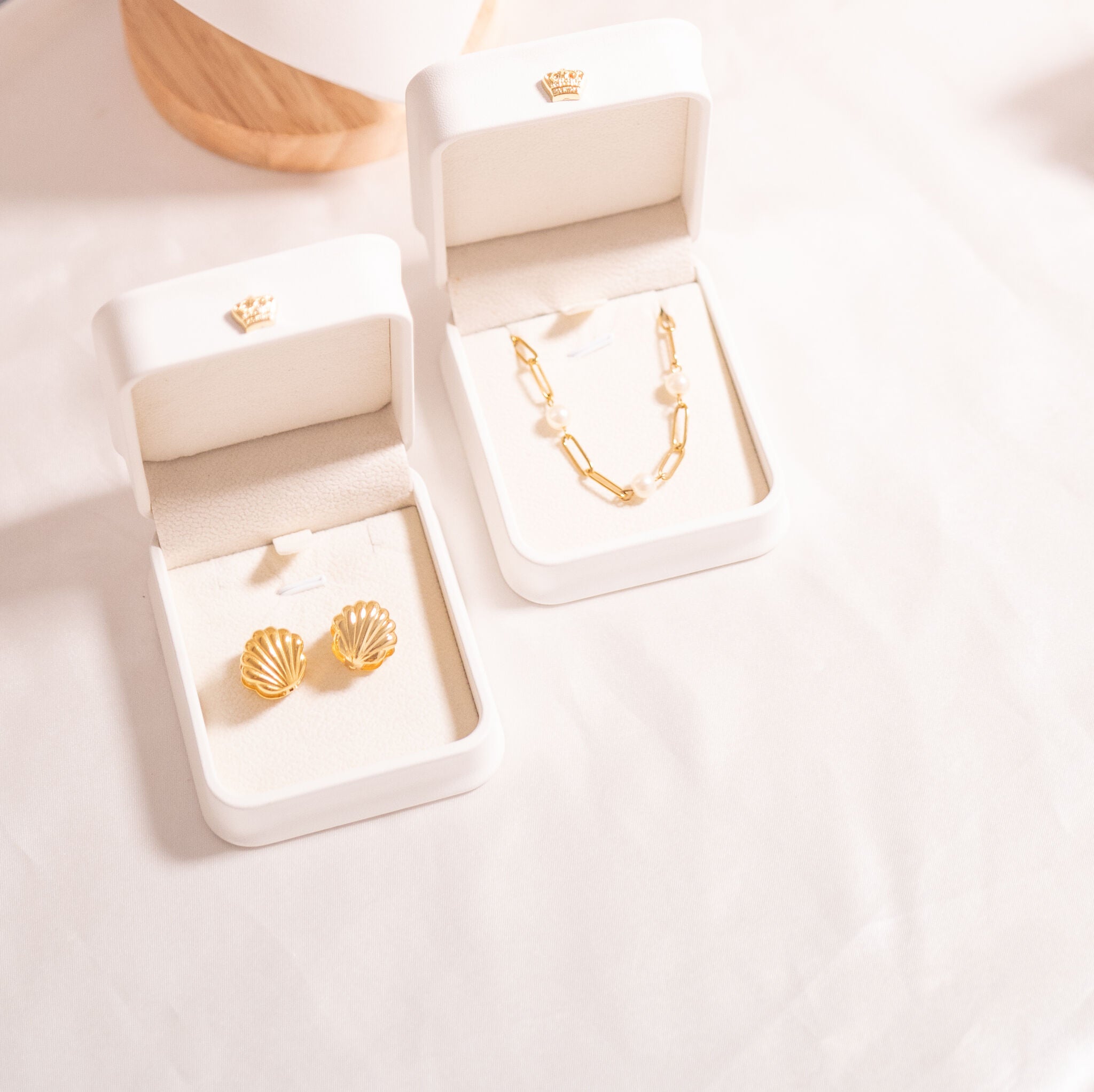18K Gold PVD Stainless Steel Shell Huggies Earrings