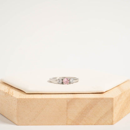 Stainless Steel Small CZ Accent Birthstone Ring