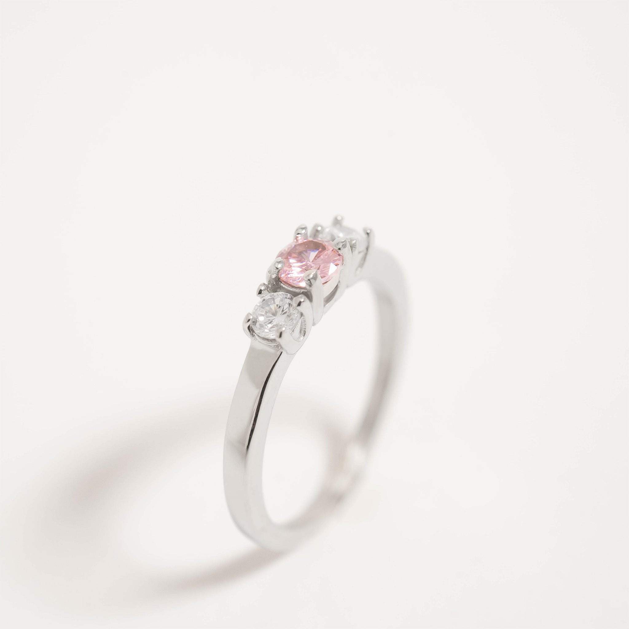 Stainless Steel Small CZ Accent Birthstone Ring
