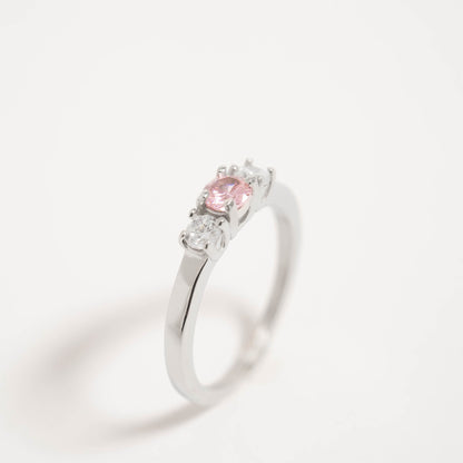 Stainless Steel Small CZ Accent Birthstone Ring