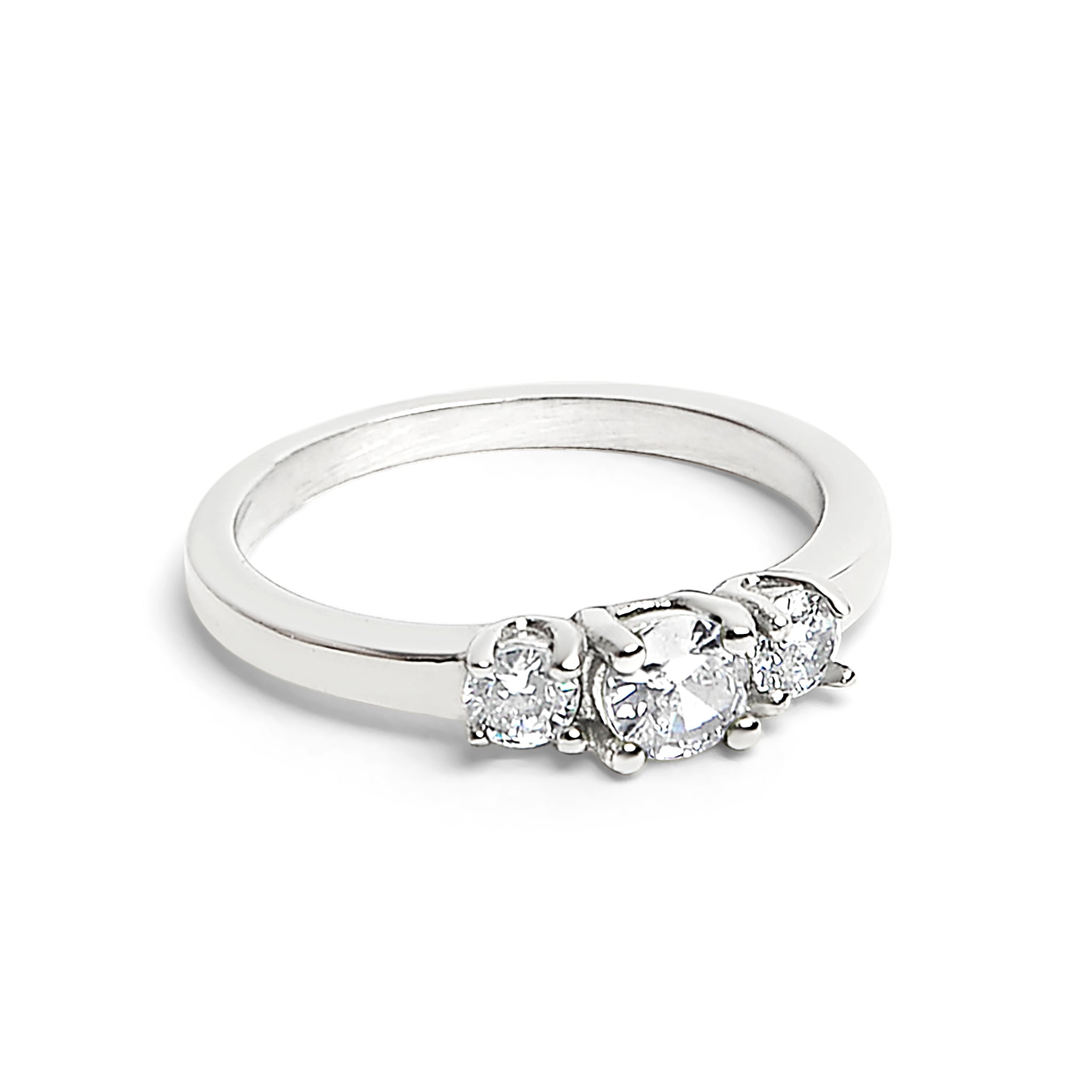 Stainless Steel Small CZ Accent Birthstone Ring