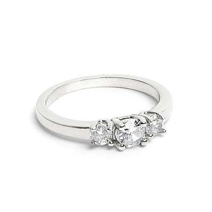 Stainless Steel Small CZ Accent Birthstone Ring