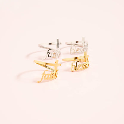 18K Gold PVD Stainless Steel Adjustable "Blessed" Ring