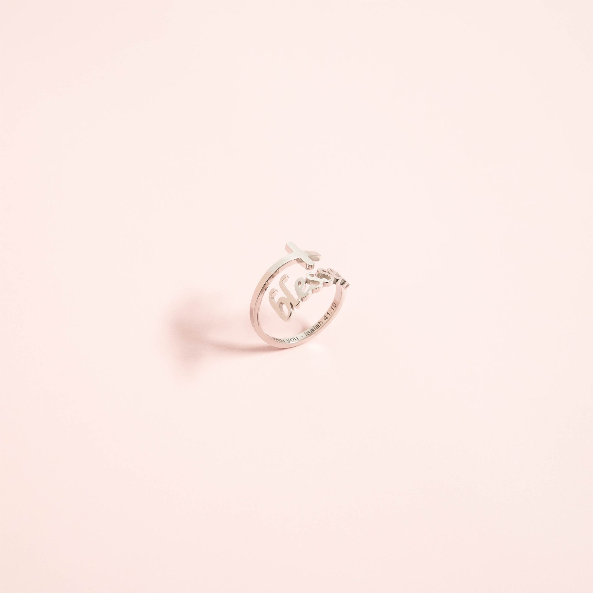 18K Gold PVD Stainless Steel Adjustable "Blessed" Ring