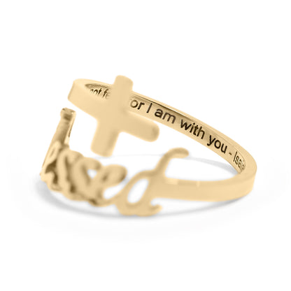 18K Gold PVD Stainless Steel Adjustable "Blessed" Ring