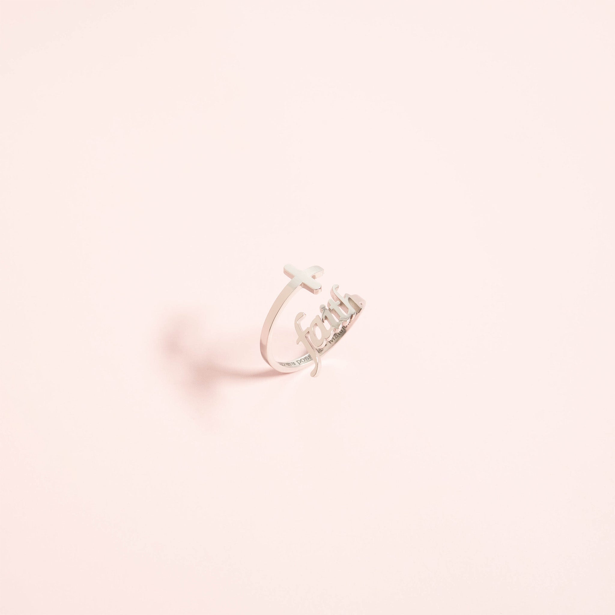 18K Gold PVD Stainless Steel Adjustable "Faith" Ring