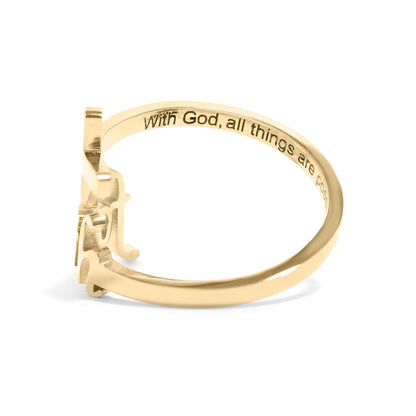 18K Gold PVD Stainless Steel Adjustable "Faith" Ring