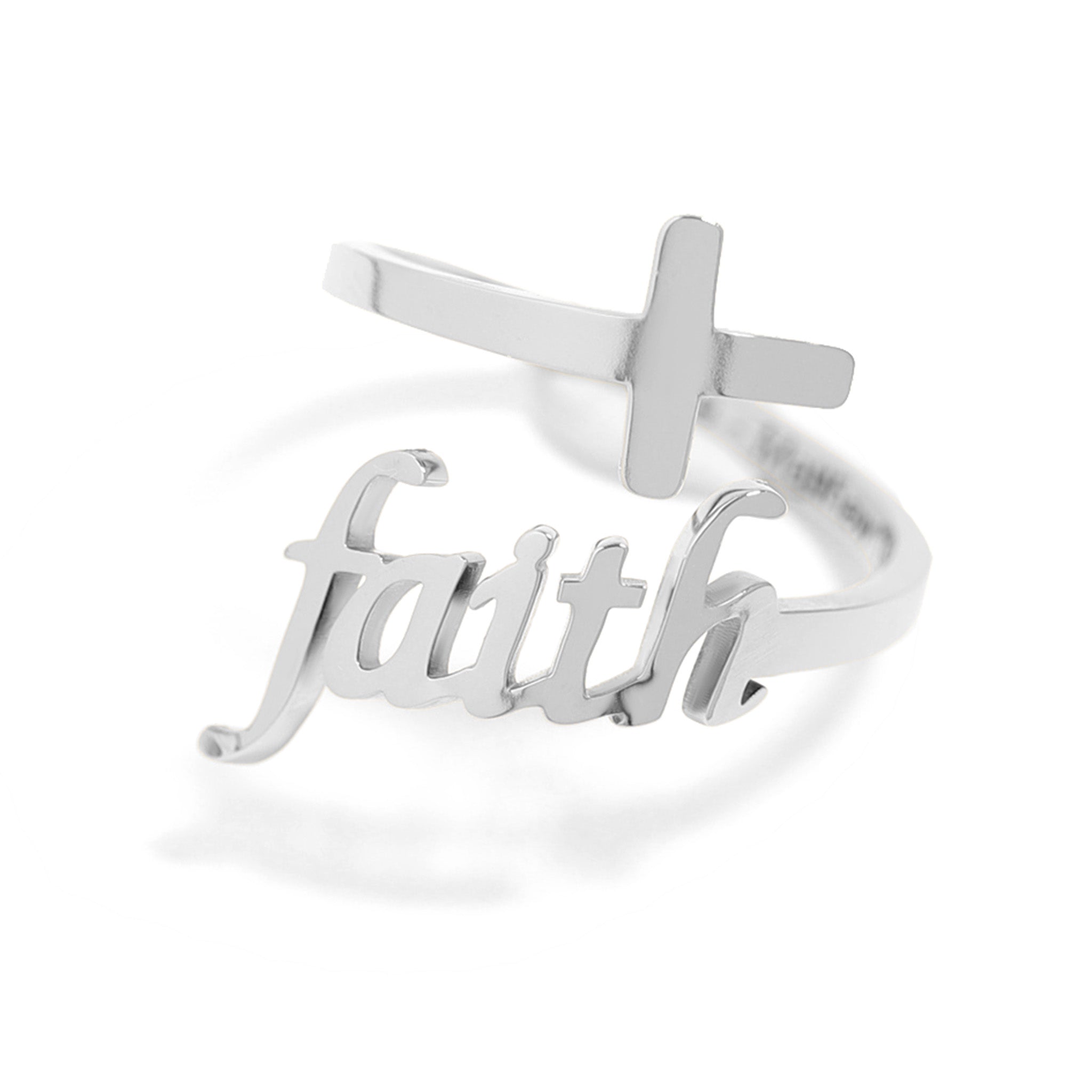 18K Gold PVD Stainless Steel Adjustable "Faith" Ring