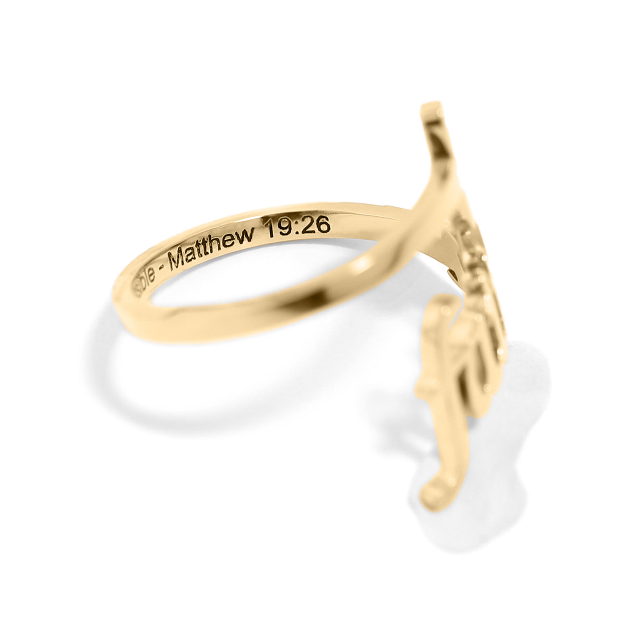 18K Gold PVD Stainless Steel Adjustable "Faith" Ring
