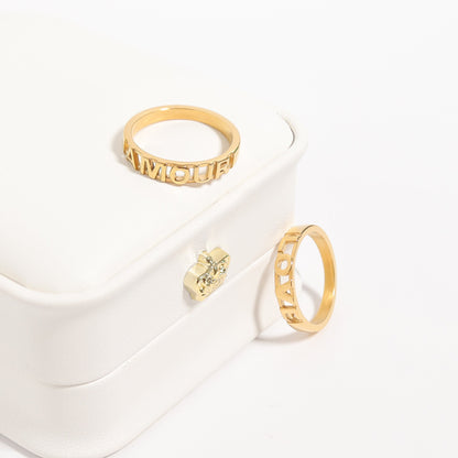 18K Gold PVD Stainless Steel Amour Stacking Ring