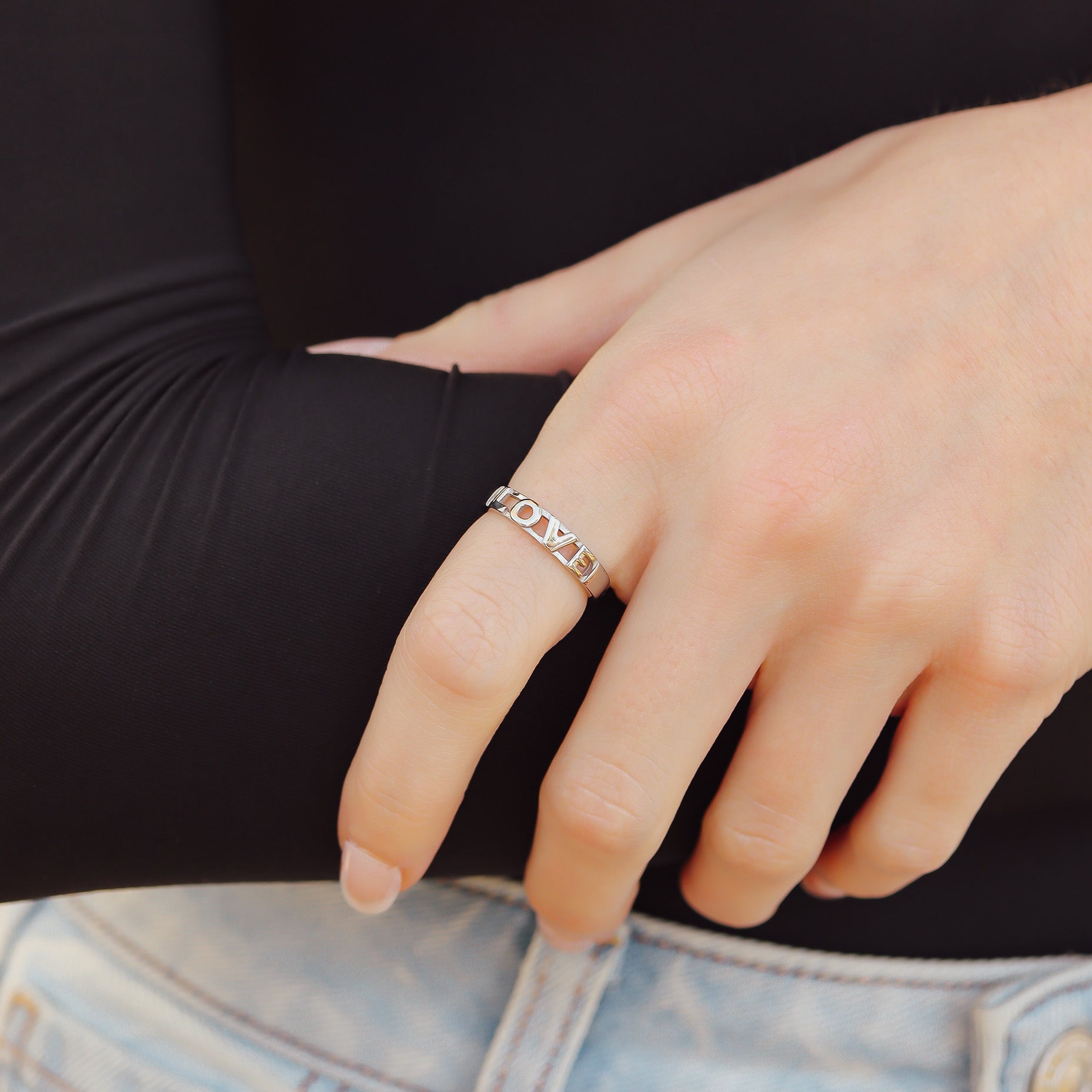 18K Gold PVD Stainless Steel Love Stacking Ring