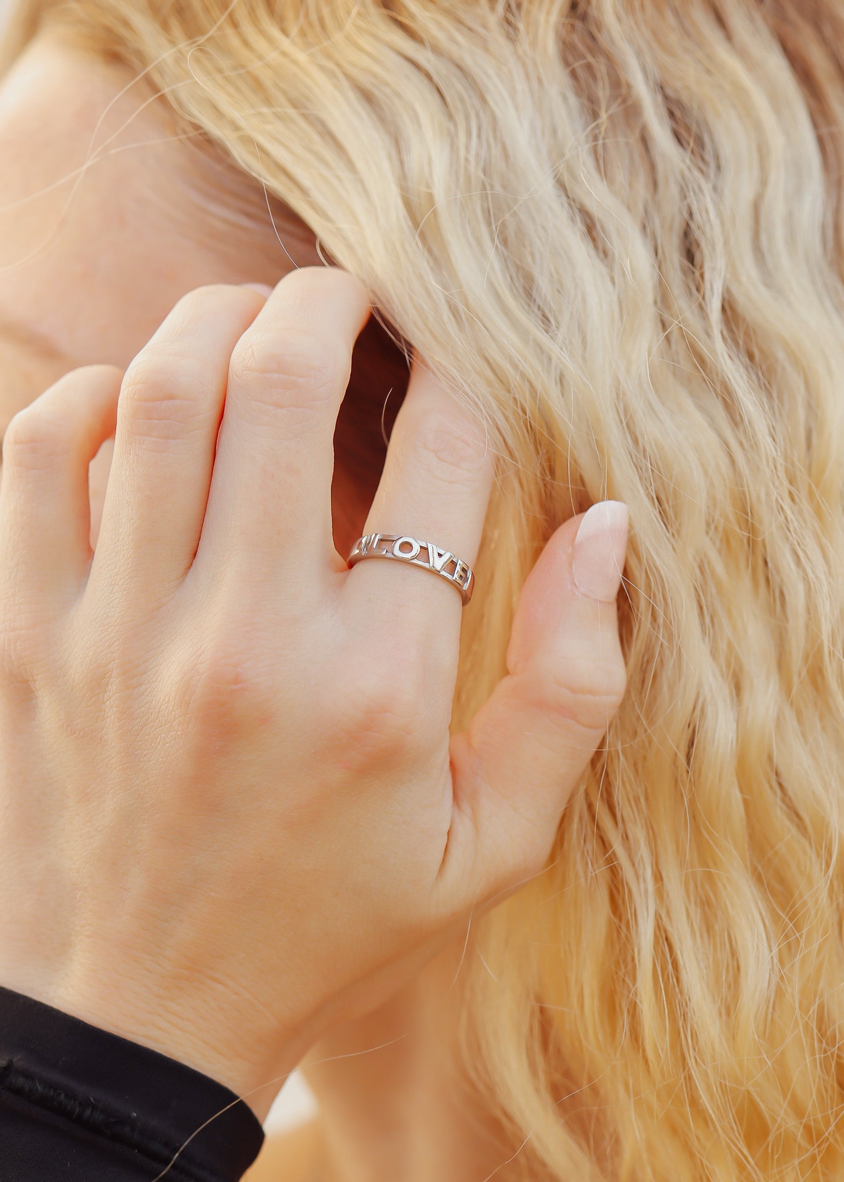 18K Gold PVD Stainless Steel Love Stacking Ring