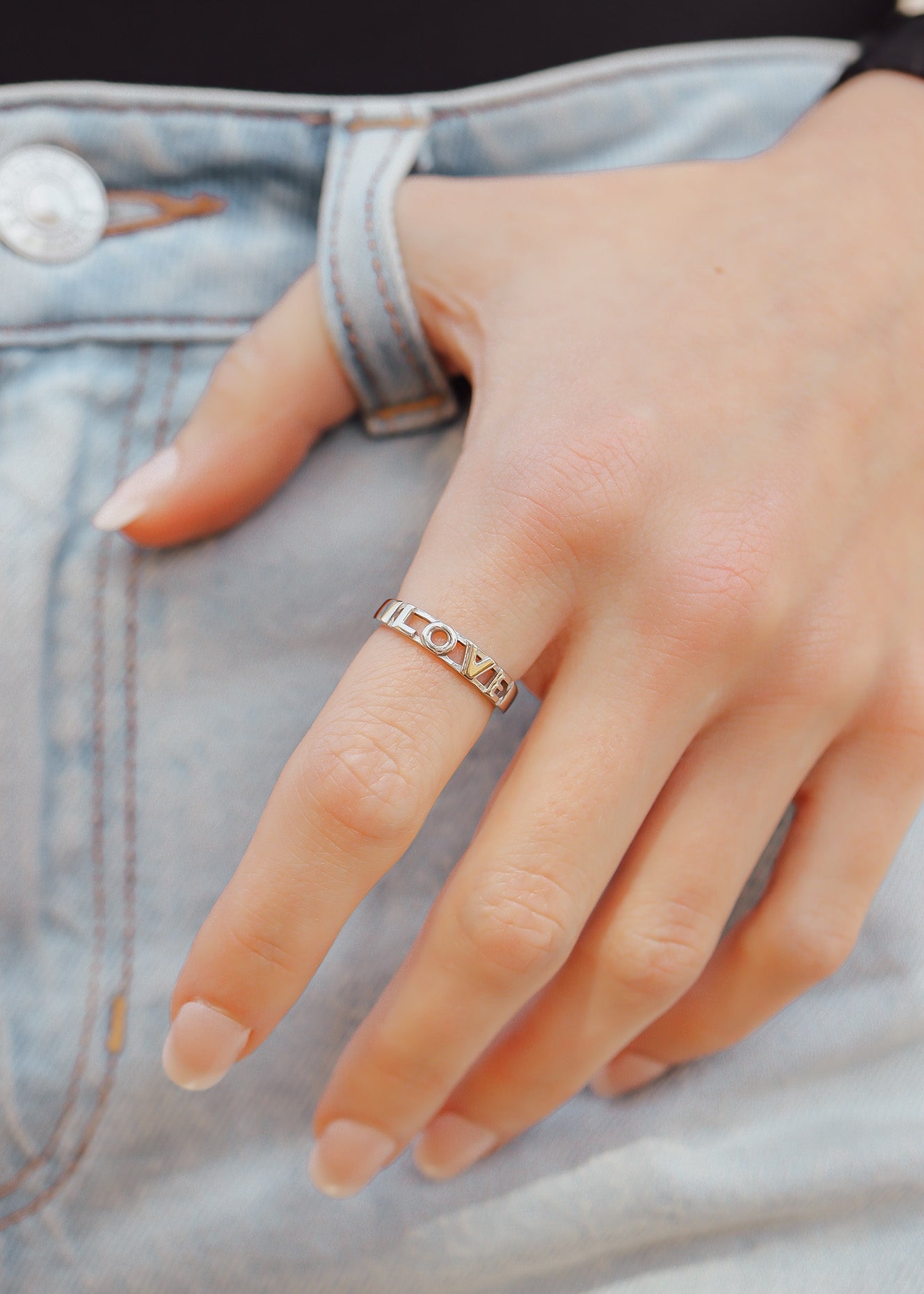 18K Gold PVD Stainless Steel Love Stacking Ring