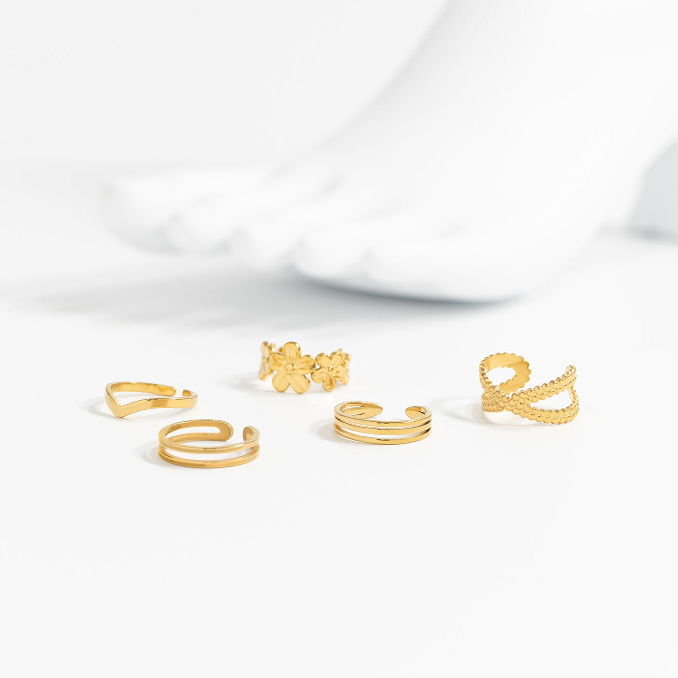 18K Gold PVD Stainless Steel Double Toe Ring