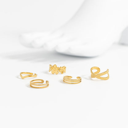 18K Gold PVD Stainless Steel Double Toe Ring