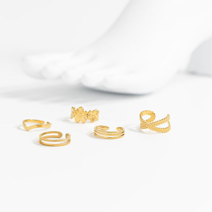18K Gold PVD Stainless Steel Cross Over Toe Ring