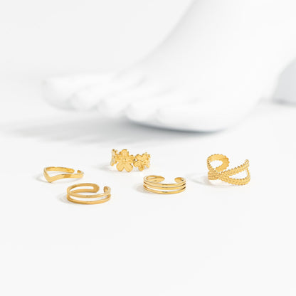 18K Gold PVD Stainless Steel Triple Toe Ring