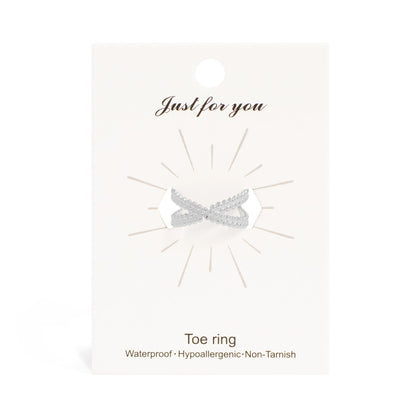 18K Gold PVD Stainless Steel Cross Over Toe Ring