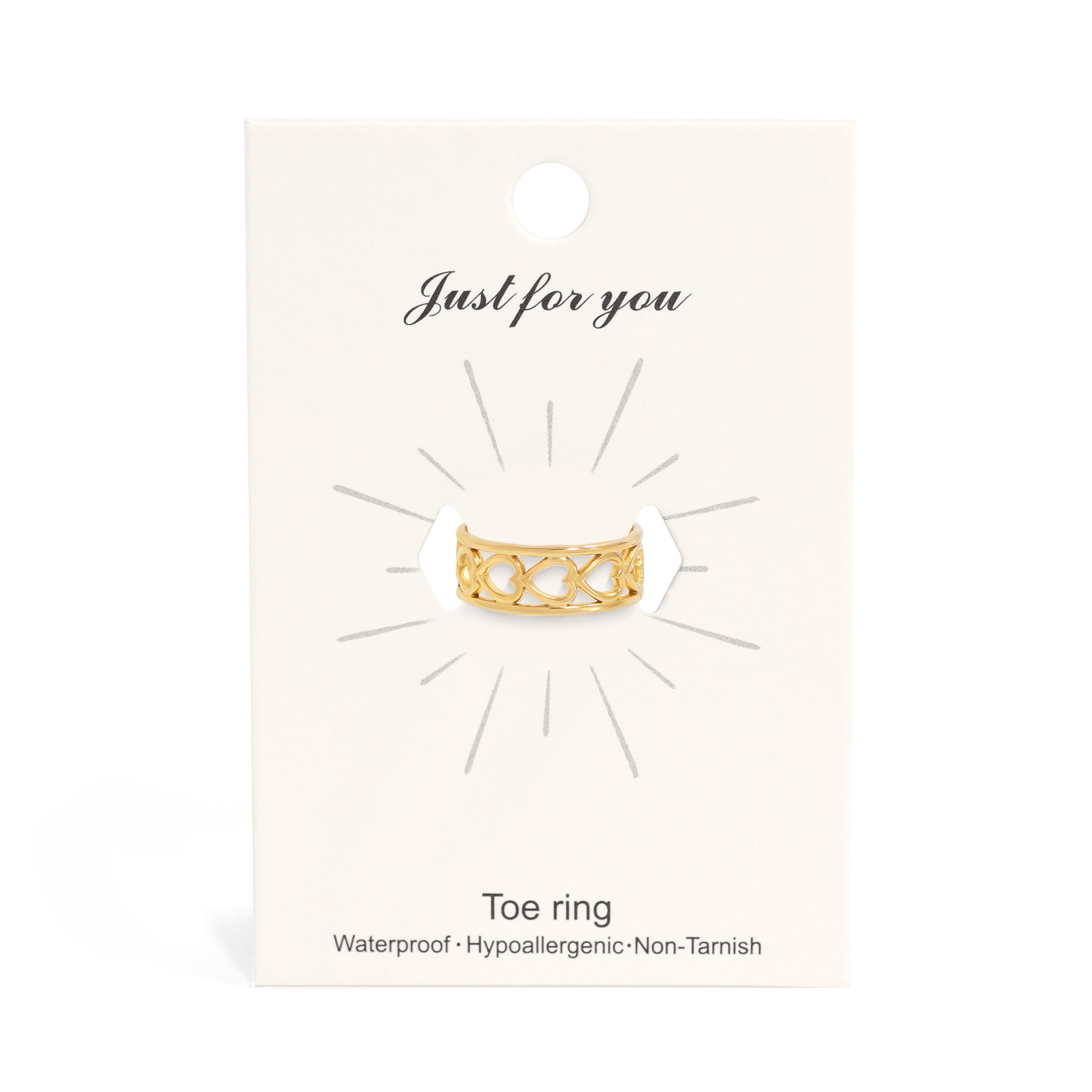 18K Gold PVD Stainless Steel Horizontal Heart Toe Ring