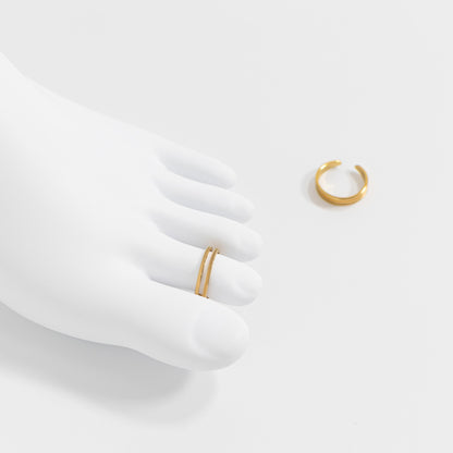 18K Gold PVD Stainless Steel Double Toe Ring