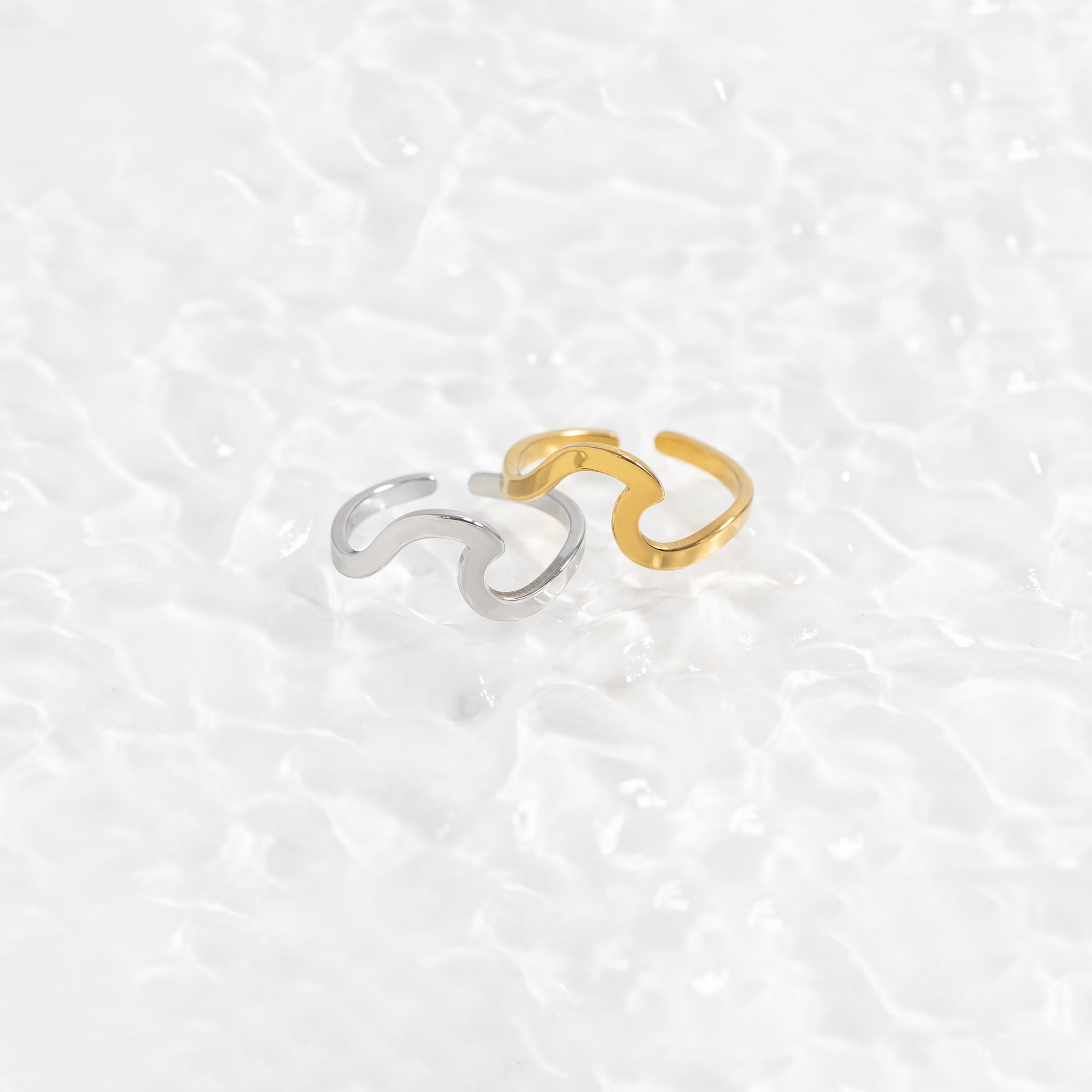 18K Gold PVD Stainless Steel Wave Toe Ring