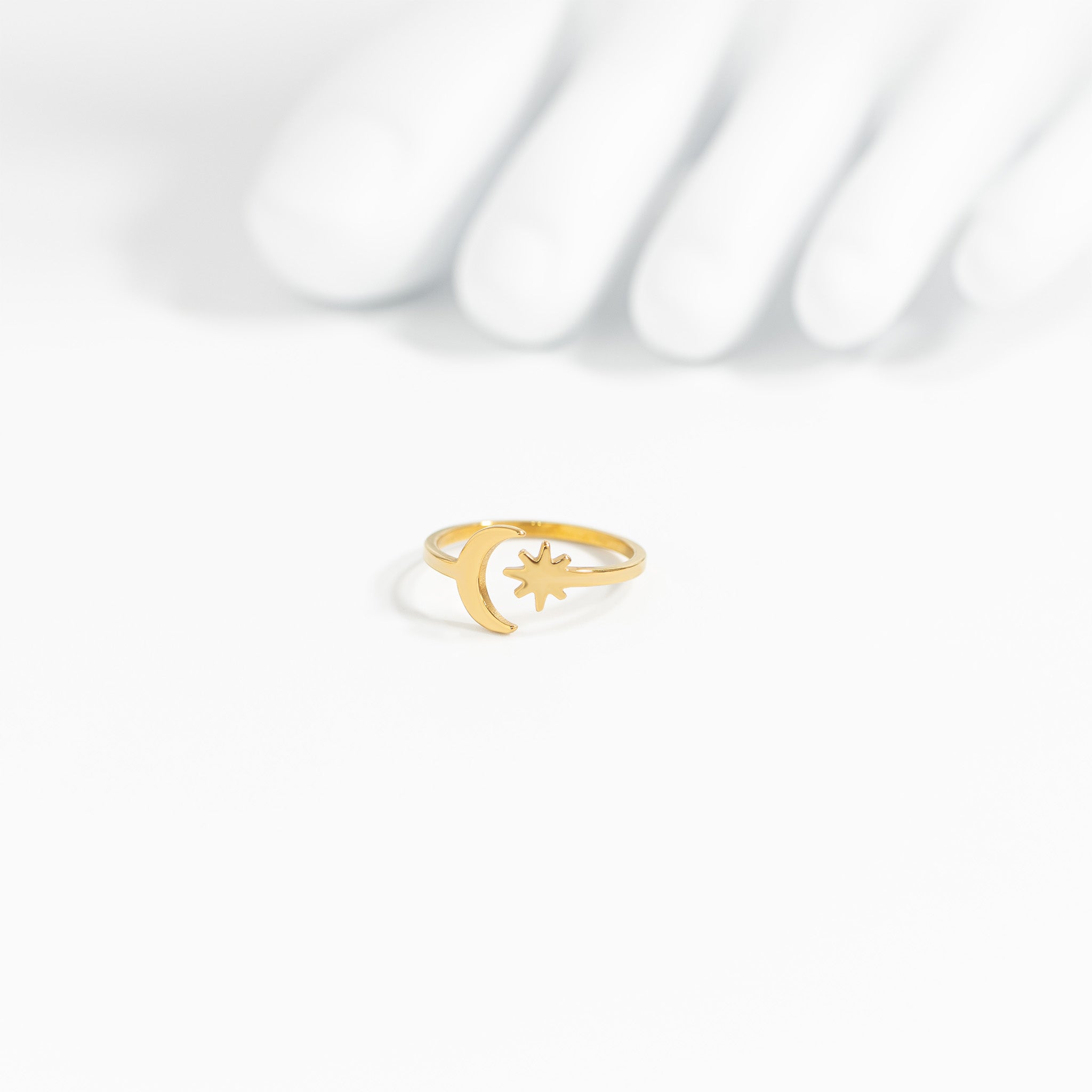 18K Gold PVD Stainless Steel Moon And Star Toe Ring