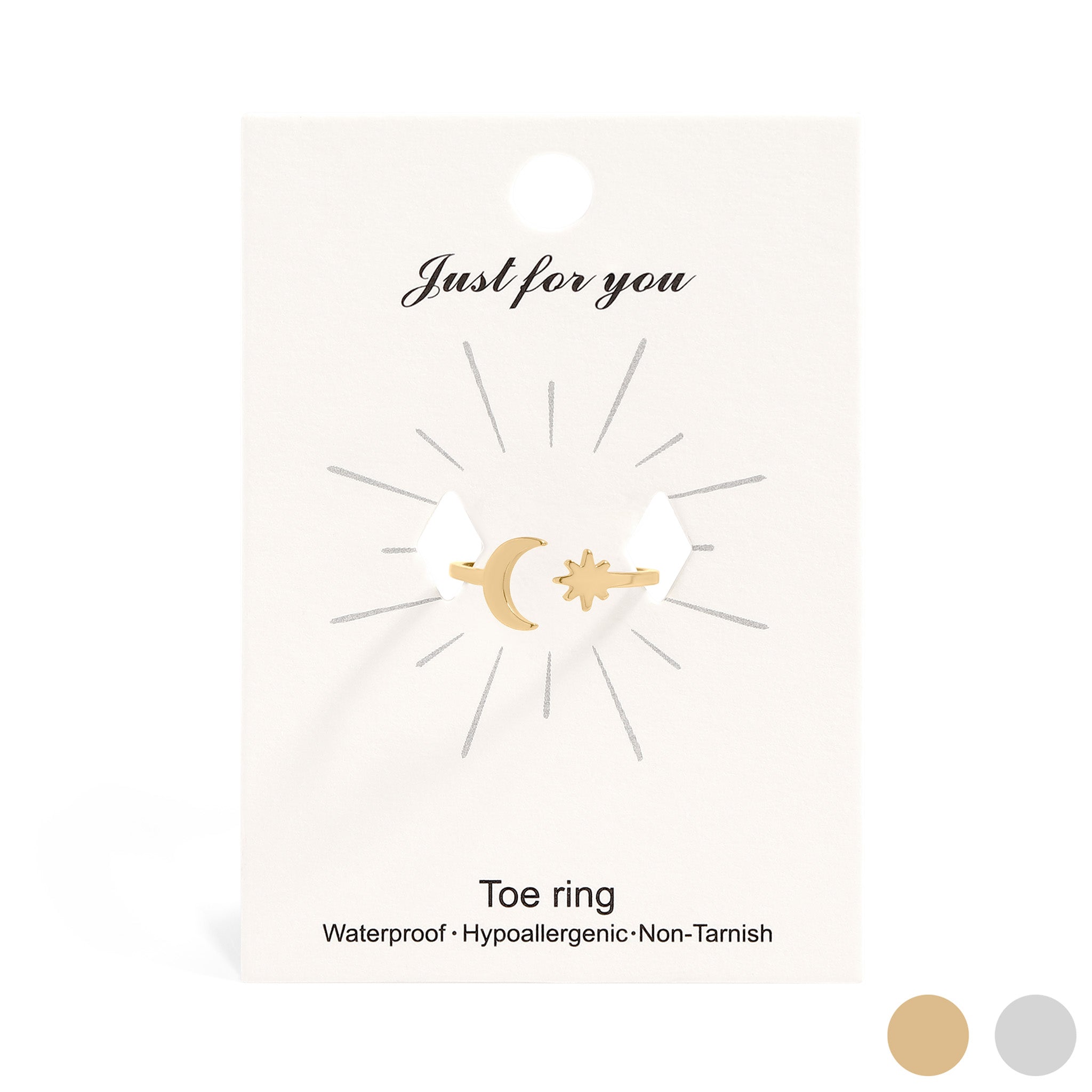 18K Gold PVD Stainless Steel Moon And Star Toe Ring