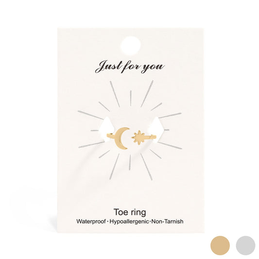 18K Gold PVD Stainless Steel Moon And Star Toe Ring