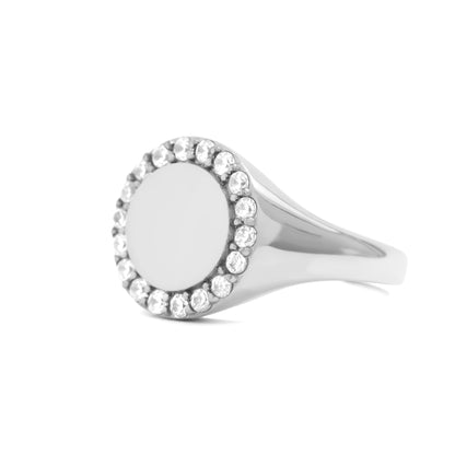 18K Gold PVD Stainless Steel Signet Ring With Stones