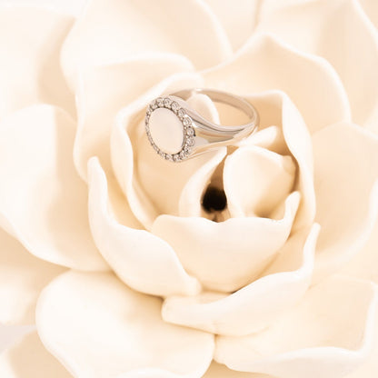 18K Gold PVD Stainless Steel Signet Ring With Stones