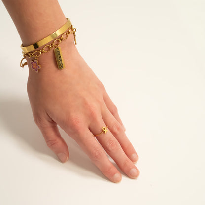 18K Gold PVD Cancer Ribbon Stacking Ring