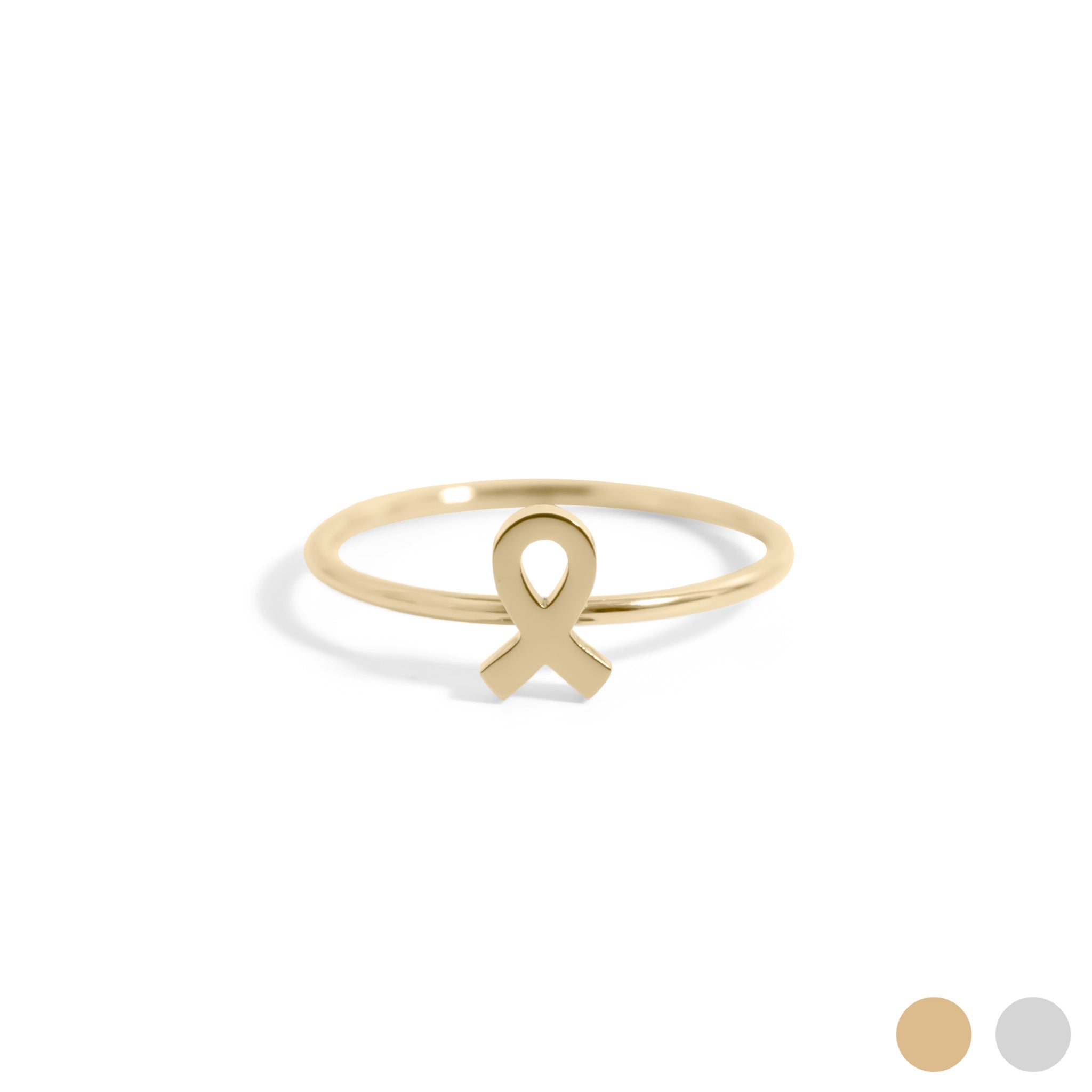 18K Gold PVD Cancer Ribbon Stacking Ring