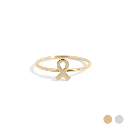 18K Gold PVD Cancer Ribbon Stacking Ring