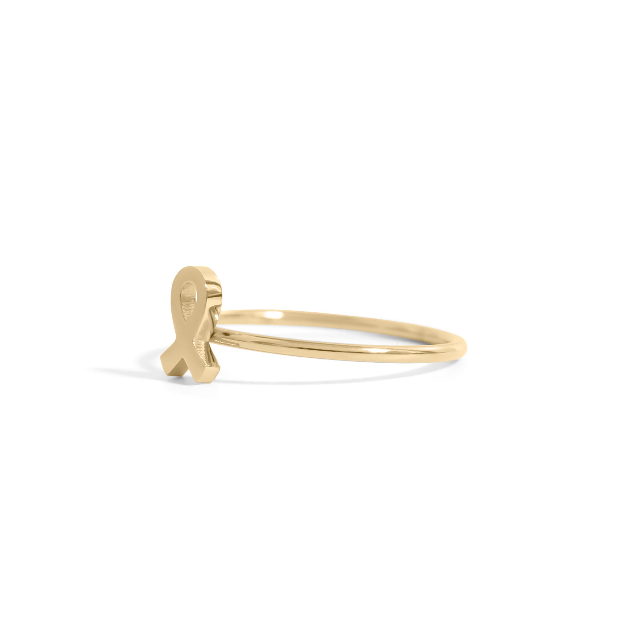 18K Gold PVD Cancer Ribbon Stacking Ring