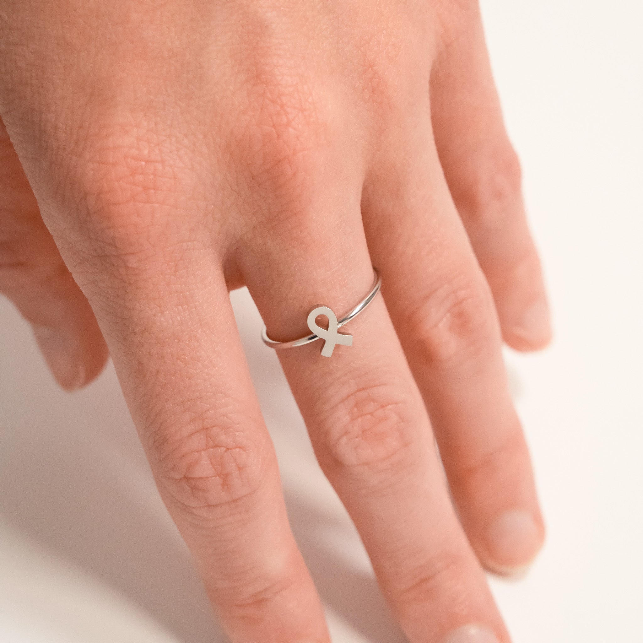 18K Gold PVD Cancer Ribbon Stacking Ring