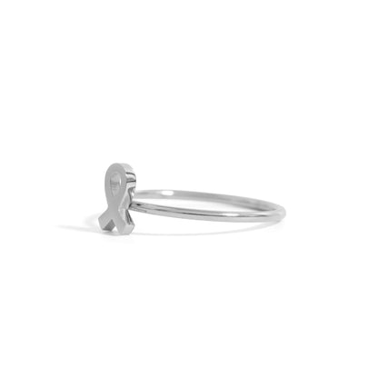 18K Gold PVD Cancer Ribbon Stacking Ring