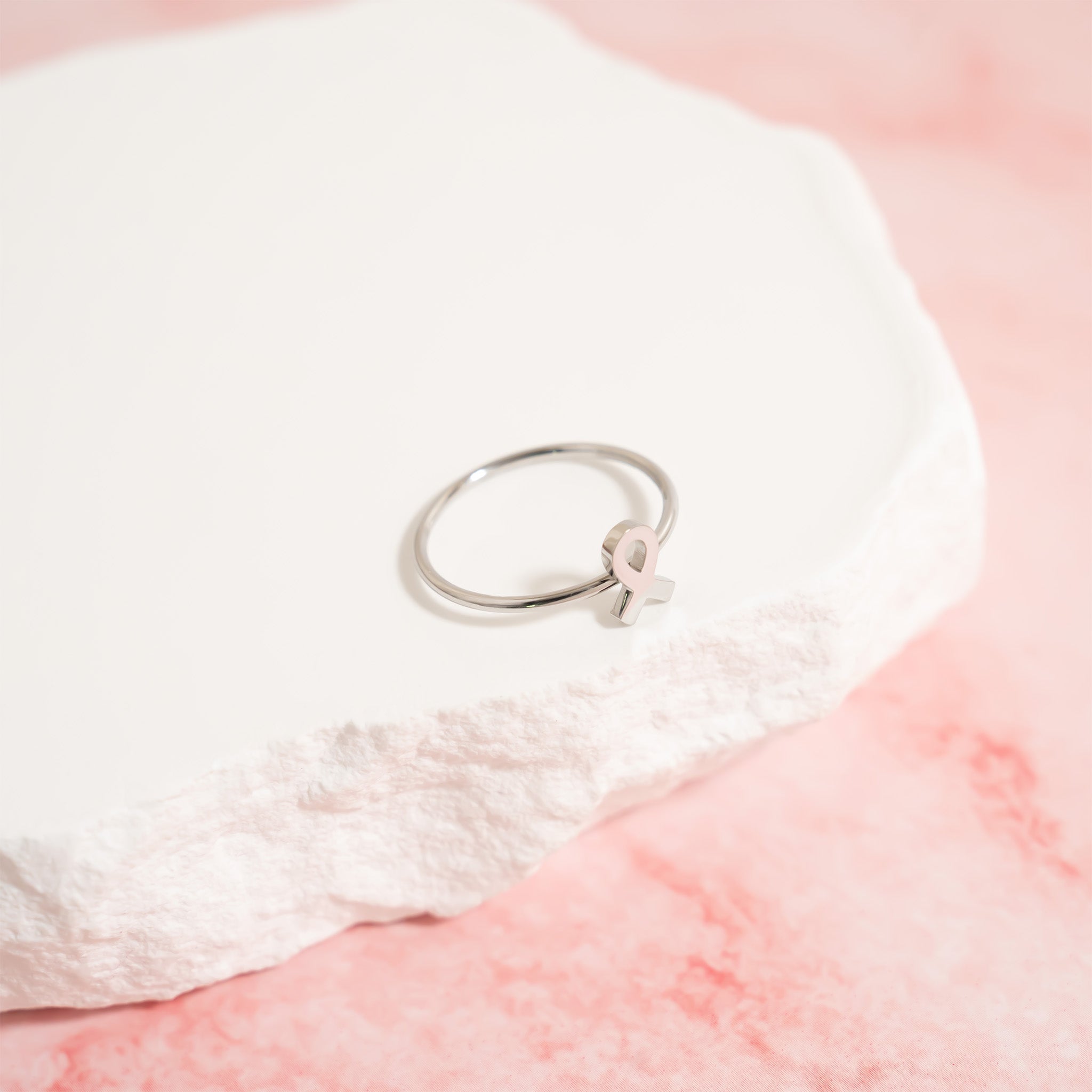 18K Gold PVD Cancer Ribbon Stacking Ring