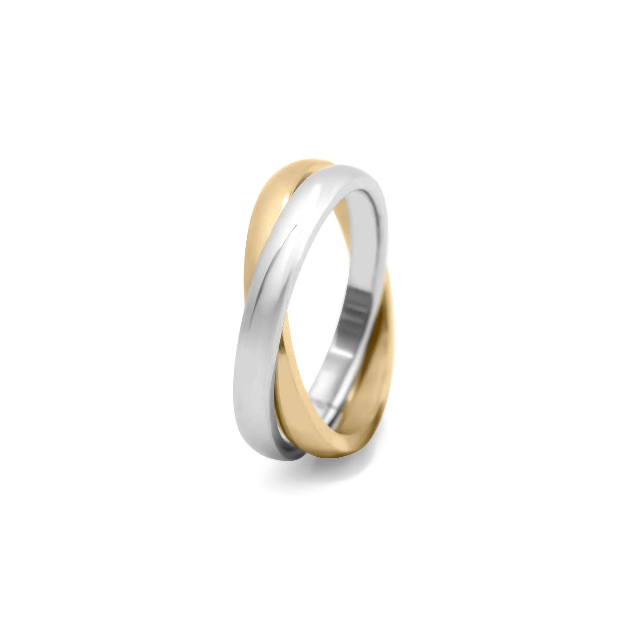 18K Gold PVD Stainless Steel Mixed Metal Intertwined Ring
