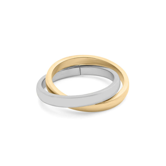 18K Gold PVD Stainless Steel Mixed Metal Intertwined Ring