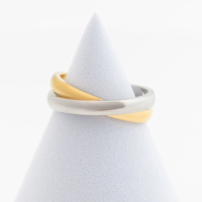 18K Gold PVD Stainless Steel Mixed Metal Intertwined Ring