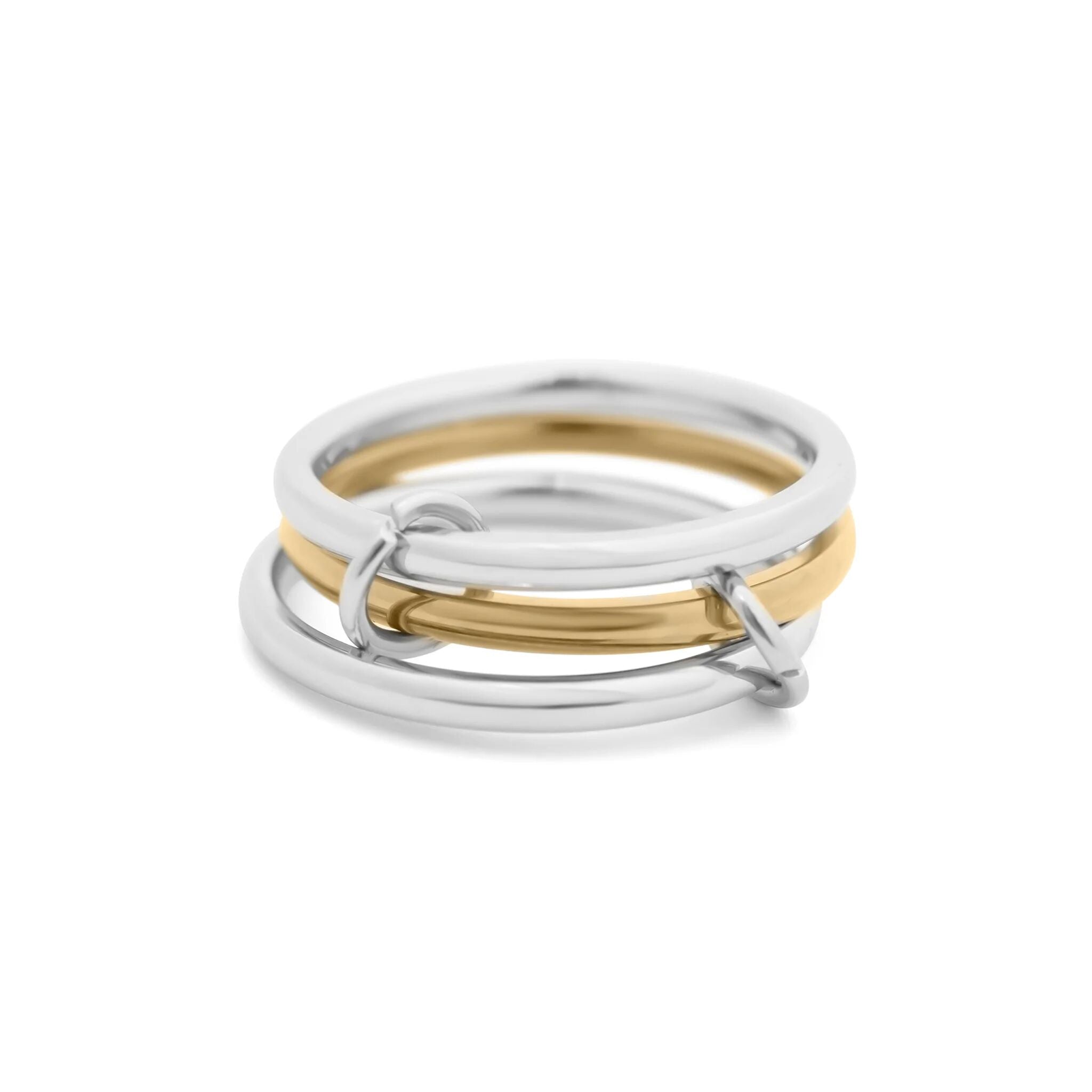 18K Gold PVD Stainless Steel Mixed Metal Triple Intertwined Ring