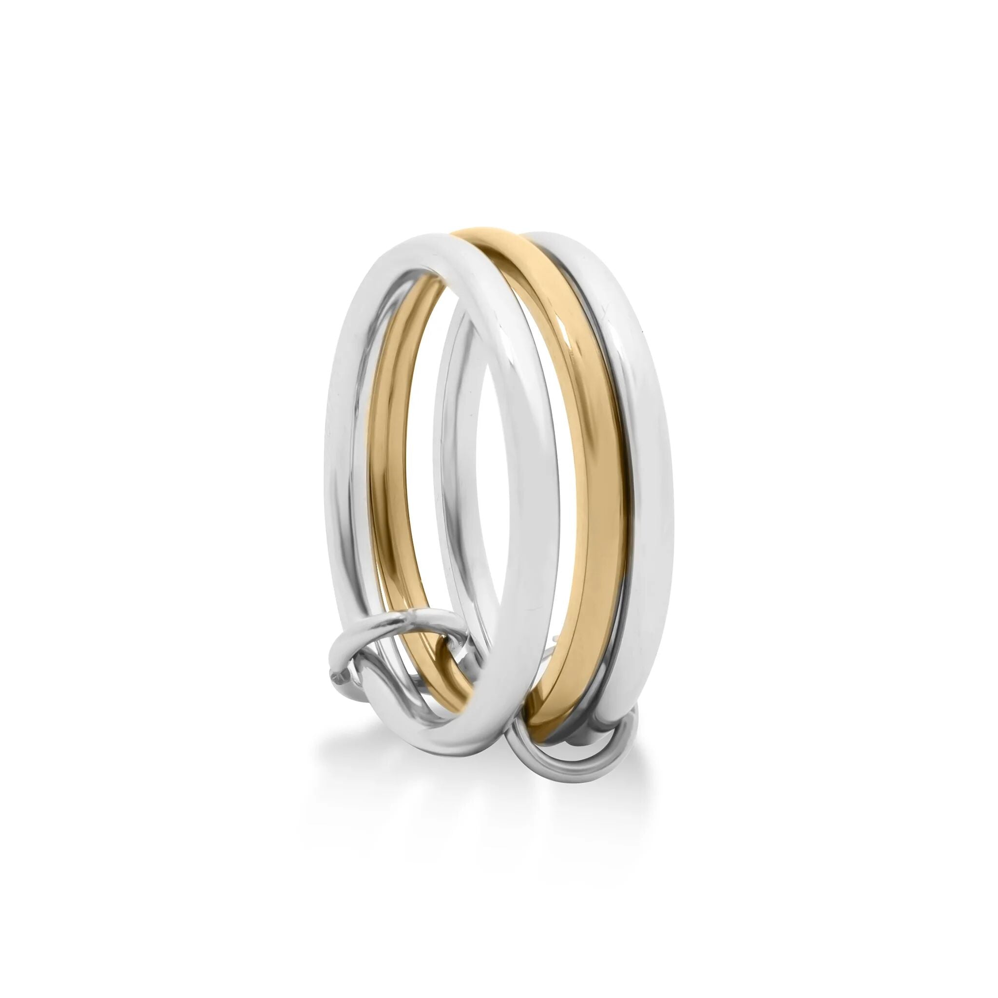 18K Gold PVD Stainless Steel Mixed Metal Triple Intertwined Ring